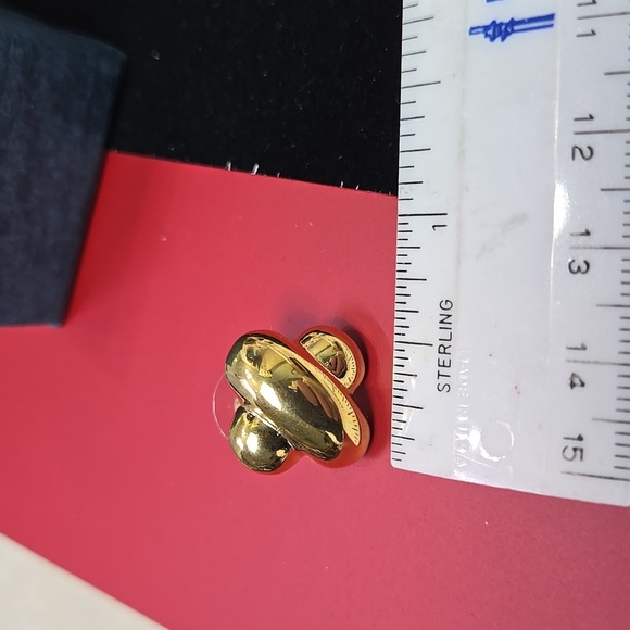 Elegant Gold Tone Knot Stud Earrings - Picture 9 of 11